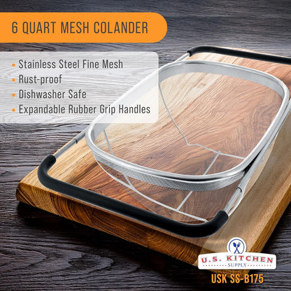 Stainless Steel Colander Strainer - 6-Quart Collapsible