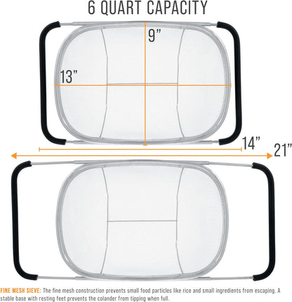 Stainless Steel Colander Strainer - 6-Quart Collapsible