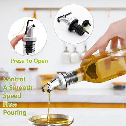 Showvigor Olive Oil Dispenser, 17oz/500ml Square Tall Glass Container With 2 Stainless Steel Pourers, 2 Labels, 1 Brush and 1 Funnel for Kitchen