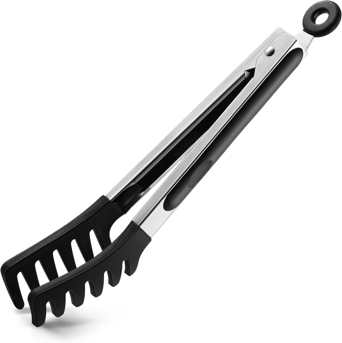 2 PCS Pasta Tong Spaghetti Tongs, 9" & 12-Inch Heat Resistant Pasta Tongs | Spaghetti Server With Teeth Silicone Tong for Serving Food, Cooking, Salad, Spaghetti Noodle, Non-Stick (Red)
