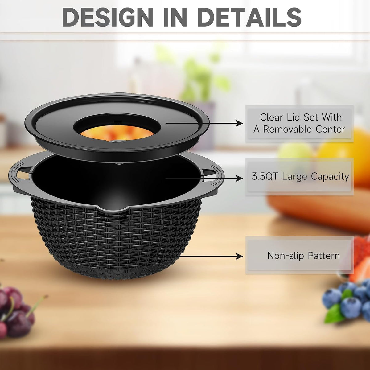 Over the Sink Colander - Strainers and Colanders - Sink Strainer Basket - Expandable Fine Mesh Strainer with Rubber Grip for Veggie, Fruits, Pasta, Home Kitchen Essentials (9.5W x 13.4-21.3L x 3.3H)