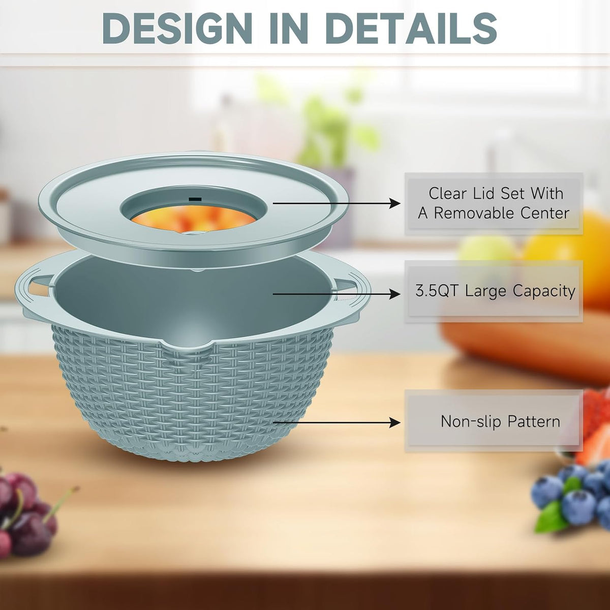 Over the Sink Colander - Strainers and Colanders - Sink Strainer Basket - Expandable Fine Mesh Strainer with Rubber Grip for Veggie, Fruits, Pasta, Home Kitchen Essentials (9.5W x 13.4-21.3L x 3.3H)
