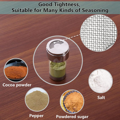 Newness Mesh Shaker or Salt Shaker, Stainless Steel Salt Dispenser, Clear Acrylic Seasoning Fine Mesh Shaker with Rotating Cover, 3.7 Ounces (110 Milliliter)