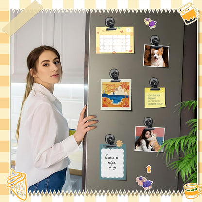 12 Pack Magnetic Clips, Fridge Magnets Refrigerator Magnets, Strong Magnetic Clips Heavy Duty, Whiteboard Magnet Clip for Office Home Classroom Organization Kitchen Accessories(Black)