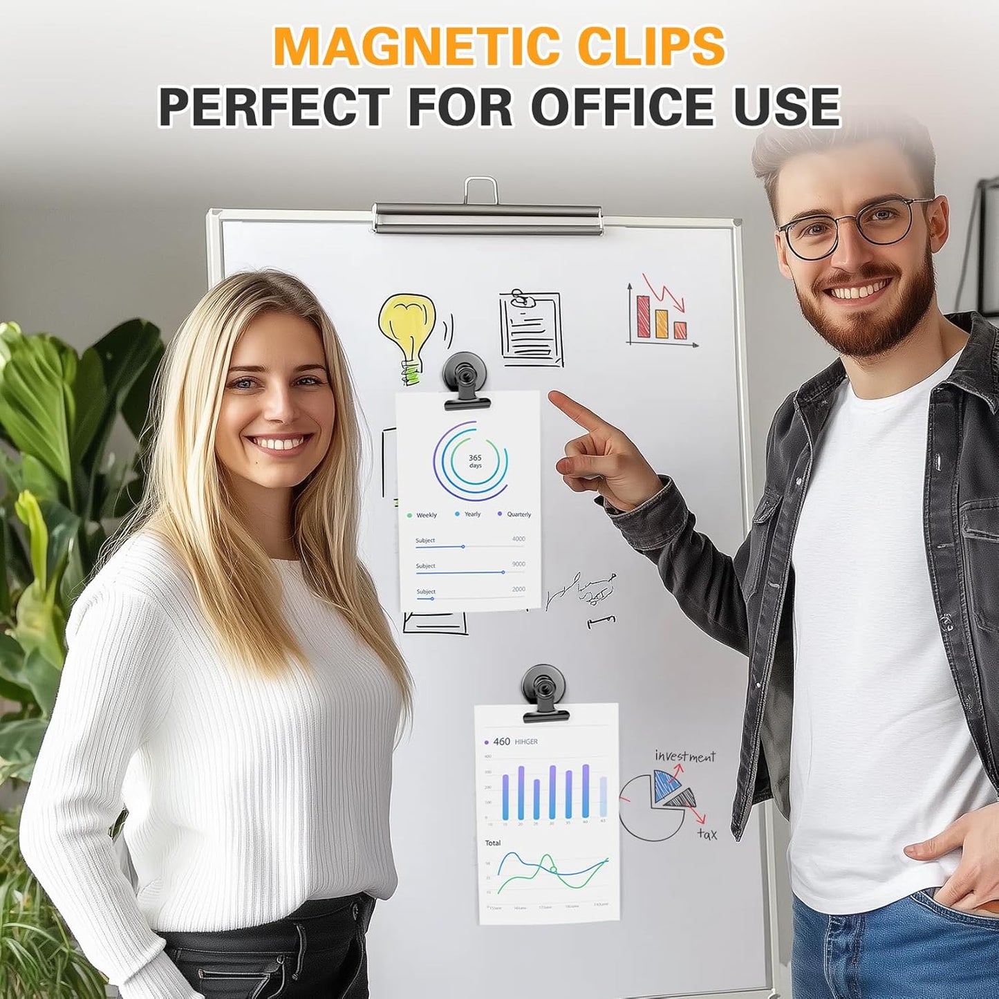 12 Pack Magnetic Clips, Fridge Magnets Refrigerator Magnets, Strong Magnetic Clips Heavy Duty, Whiteboard Magnet Clip for Office Home Classroom Organization Kitchen Accessories(Black)