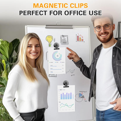 12 Pack Magnetic Clips, Fridge Magnets Refrigerator Magnets, Strong Magnetic Clips Heavy Duty, Whiteboard Magnet Clip for Office Home Classroom Organization Kitchen Accessories(Black)