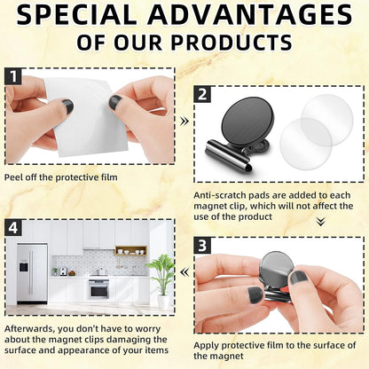 12 Pack Magnetic Clips, Fridge Magnets Refrigerator Magnets, Strong Magnetic Clips Heavy Duty, Whiteboard Magnet Clip for Office Home Classroom Organization Kitchen Accessories(Black)