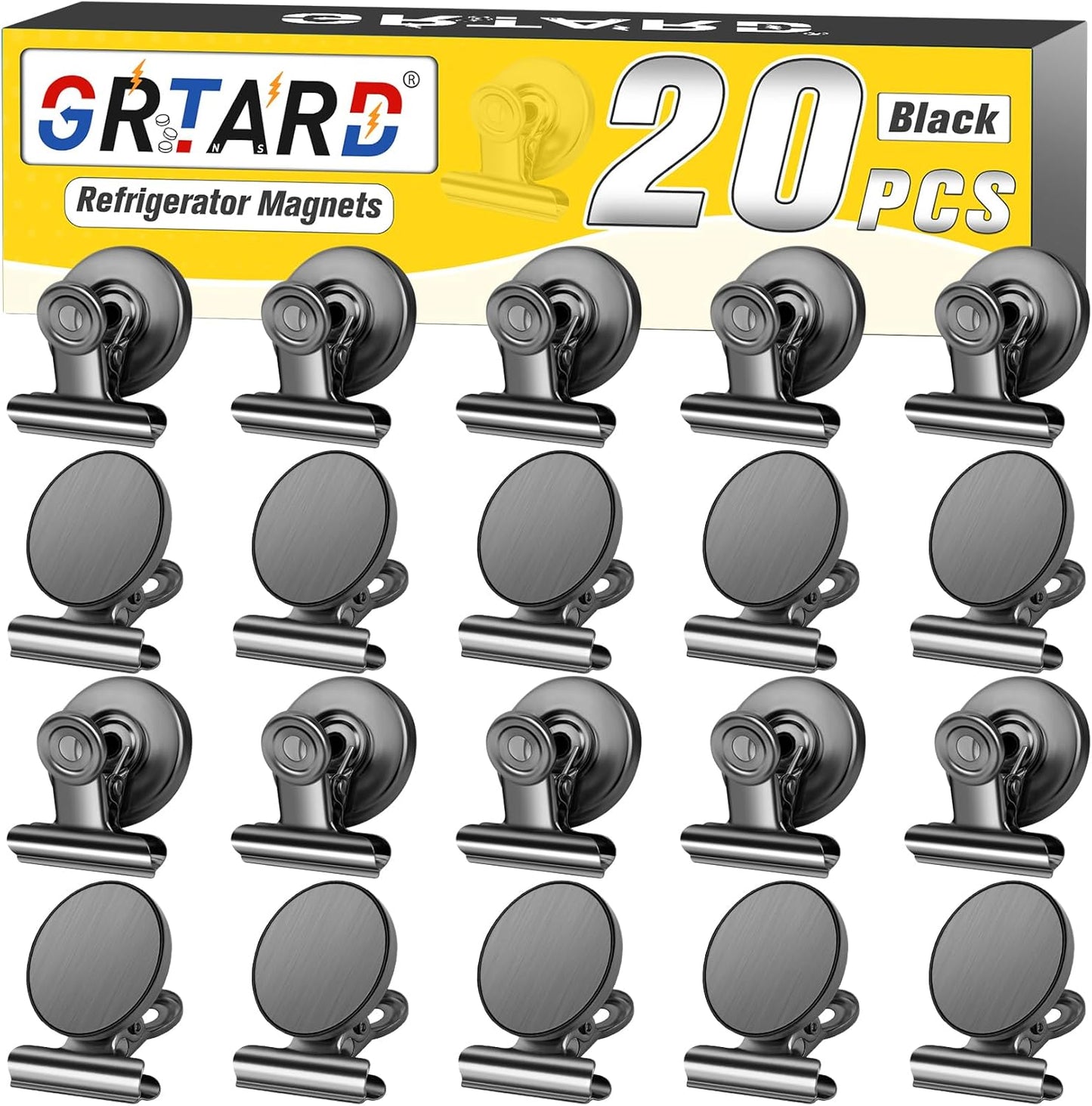 12 Pack Magnetic Clips, Fridge Magnets Refrigerator Magnets, Strong Magnetic Clips Heavy Duty, Whiteboard Magnet Clip for Office Home Classroom Organization Kitchen Accessories(Black)