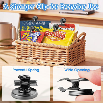 12 Pack Magnetic Clips, Fridge Magnets Refrigerator Magnets, Strong Magnetic Clips Heavy Duty, Whiteboard Magnet Clip for Office Home Classroom Organization Kitchen Accessories(Black)