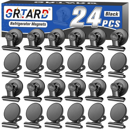 12 Pack Magnetic Clips, Fridge Magnets Refrigerator Magnets, Strong Magnetic Clips Heavy Duty, Whiteboard Magnet Clip for Office Home Classroom Organization Kitchen Accessories(Black)