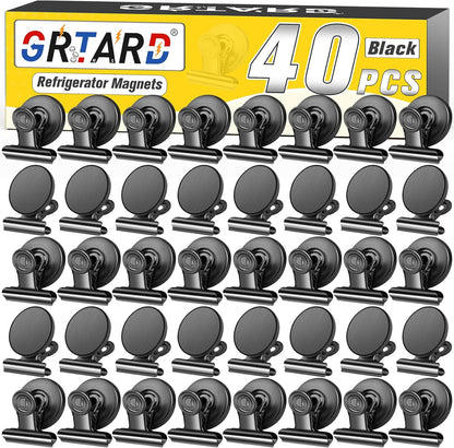 12 Pack Magnetic Clips, Fridge Magnets Refrigerator Magnets, Strong Magnetic Clips Heavy Duty, Whiteboard Magnet Clip for Office Home Classroom Organization Kitchen Accessories(Black)