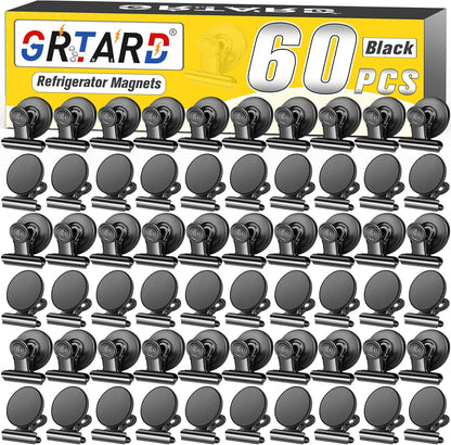 12 Pack Magnetic Clips, Fridge Magnets Refrigerator Magnets, Strong Magnetic Clips Heavy Duty, Whiteboard Magnet Clip for Office Home Classroom Organization Kitchen Accessories(Black)