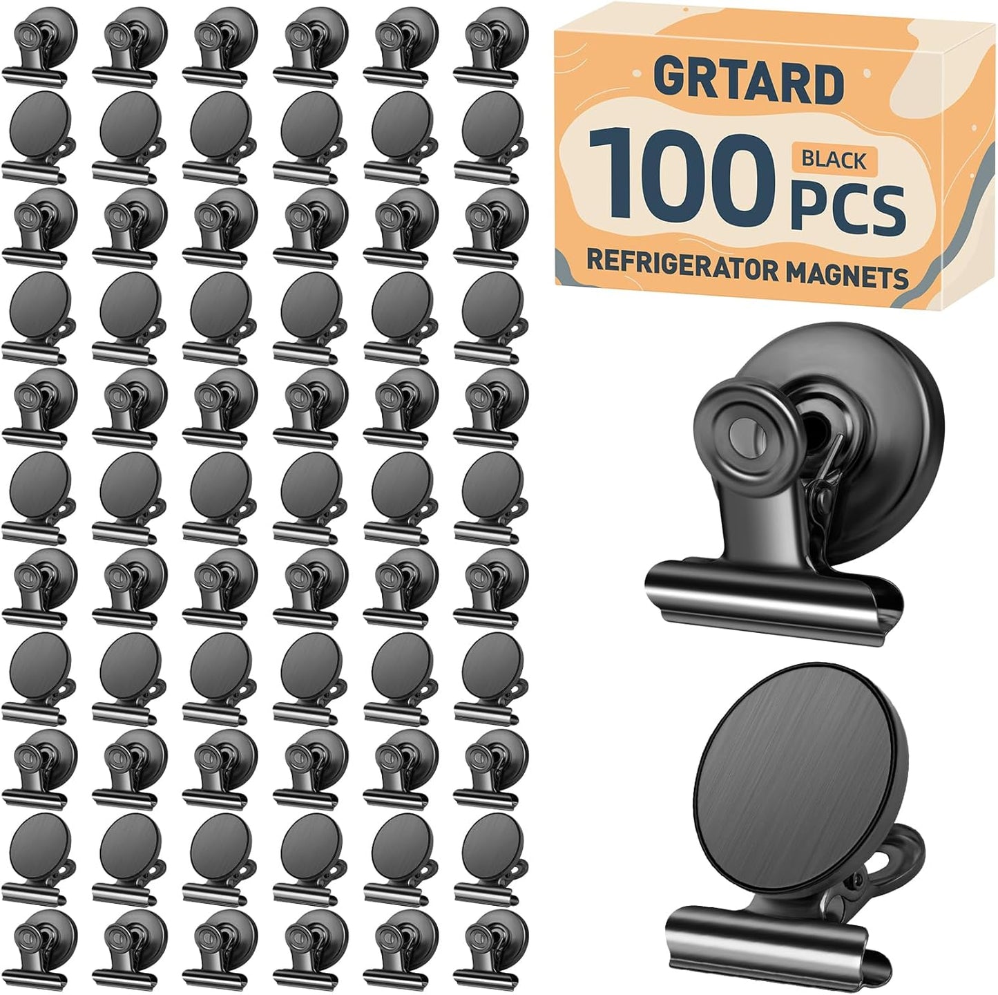 12 Pack Magnetic Clips, Fridge Magnets Refrigerator Magnets, Strong Magnetic Clips Heavy Duty, Whiteboard Magnet Clip for Office Home Classroom Organization Kitchen Accessories(Black)