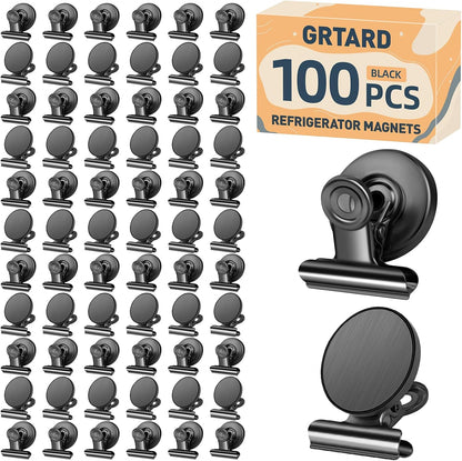 12 Pack Magnetic Clips, Fridge Magnets Refrigerator Magnets, Strong Magnetic Clips Heavy Duty, Whiteboard Magnet Clip for Office Home Classroom Organization Kitchen Accessories(Black)