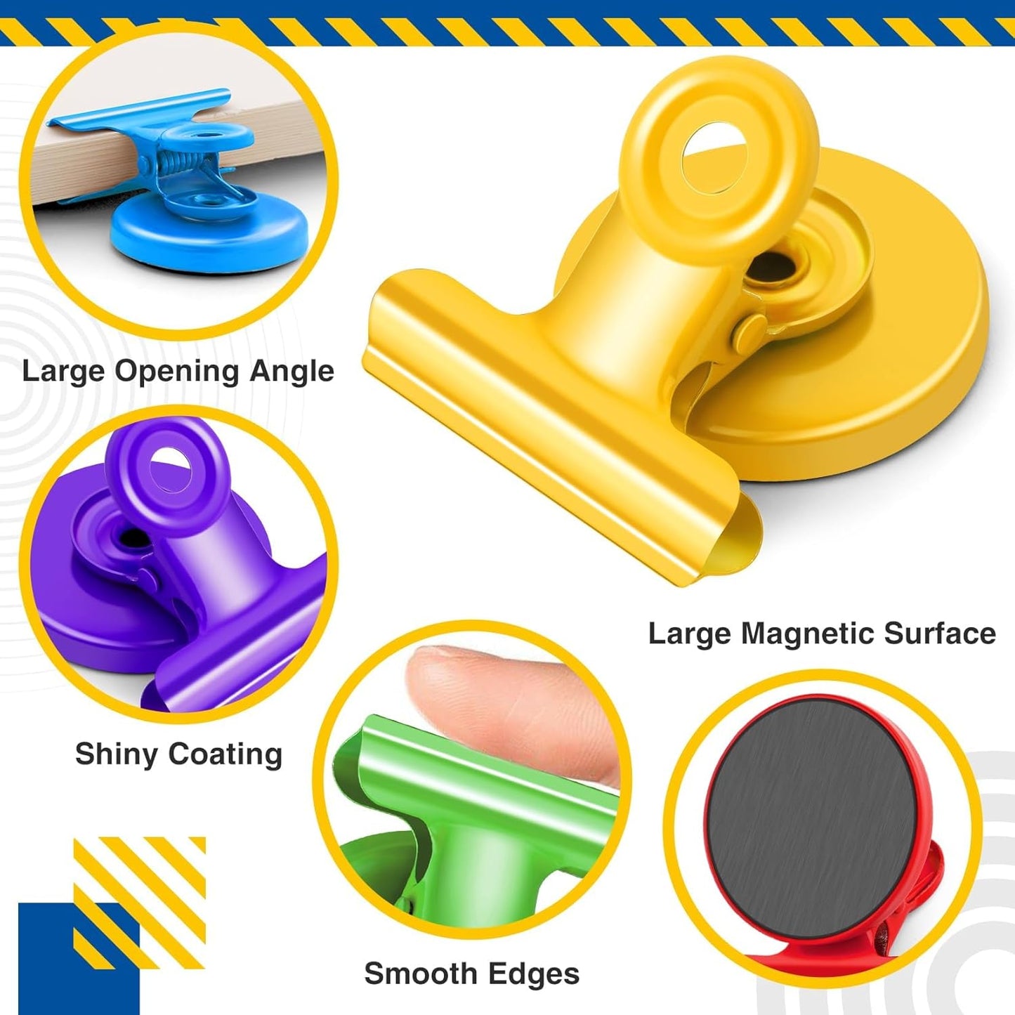 12 Pack Magnetic Clips, Fridge Magnets Refrigerator Magnets, Strong Magnetic Clips Heavy Duty, Whiteboard Magnet Clip for Office Home Classroom Organization Kitchen Accessories(Black)