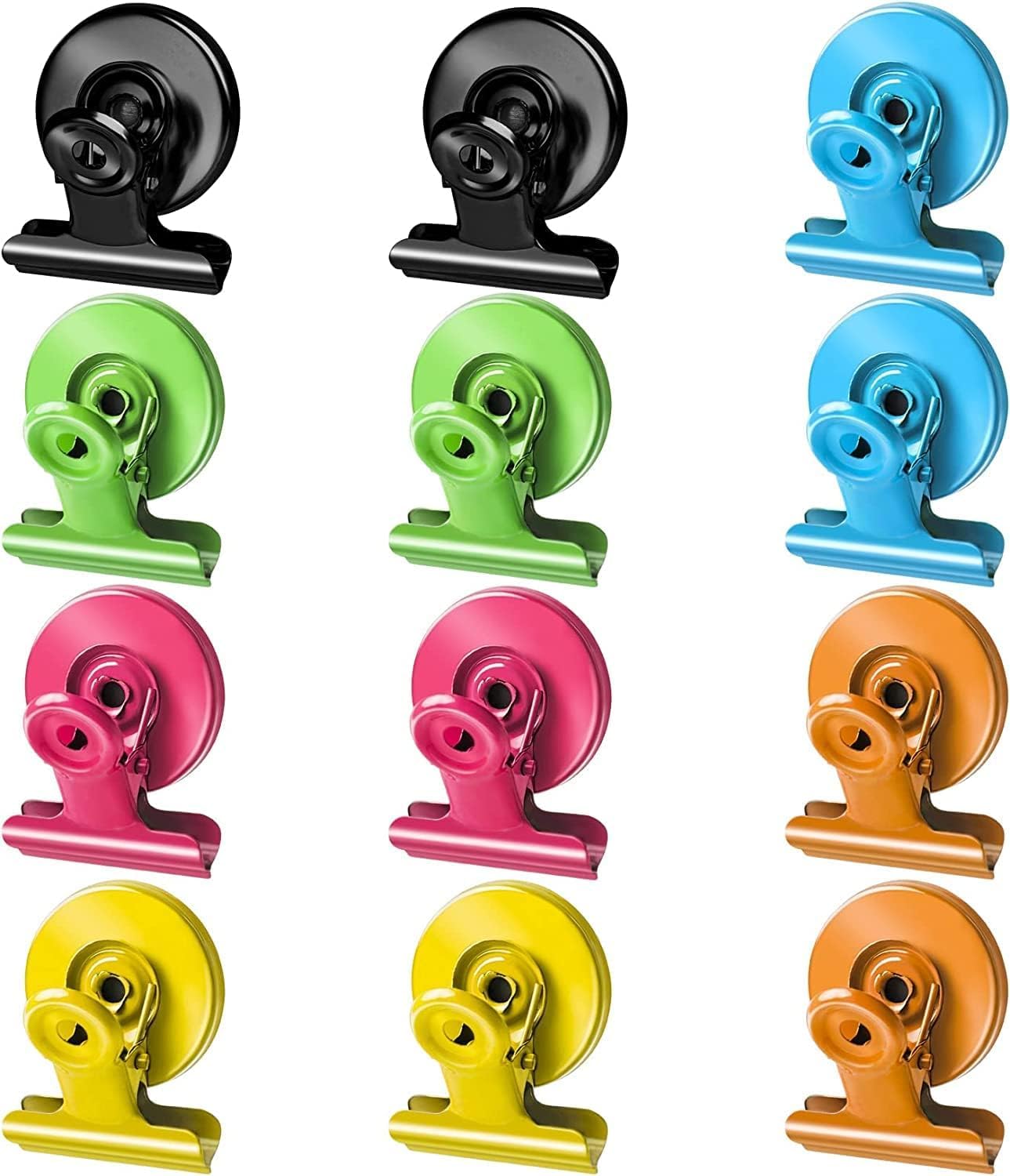 12 Pack Magnetic Clips, Fridge Magnets Refrigerator Magnets, Strong Magnetic Clips Heavy Duty, Whiteboard Magnet Clip for Office Home Classroom Organization Kitchen Accessories(Black)