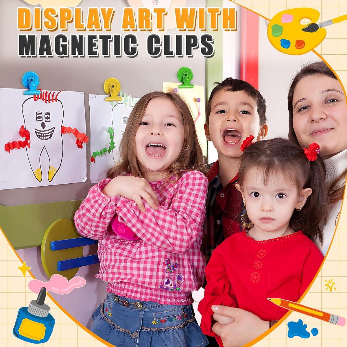 12 Pack Magnetic Clips, Fridge Magnets Refrigerator Magnets, Strong Magnetic Clips Heavy Duty, Whiteboard Magnet Clip for Office Home Classroom Organization Kitchen Accessories(Black)