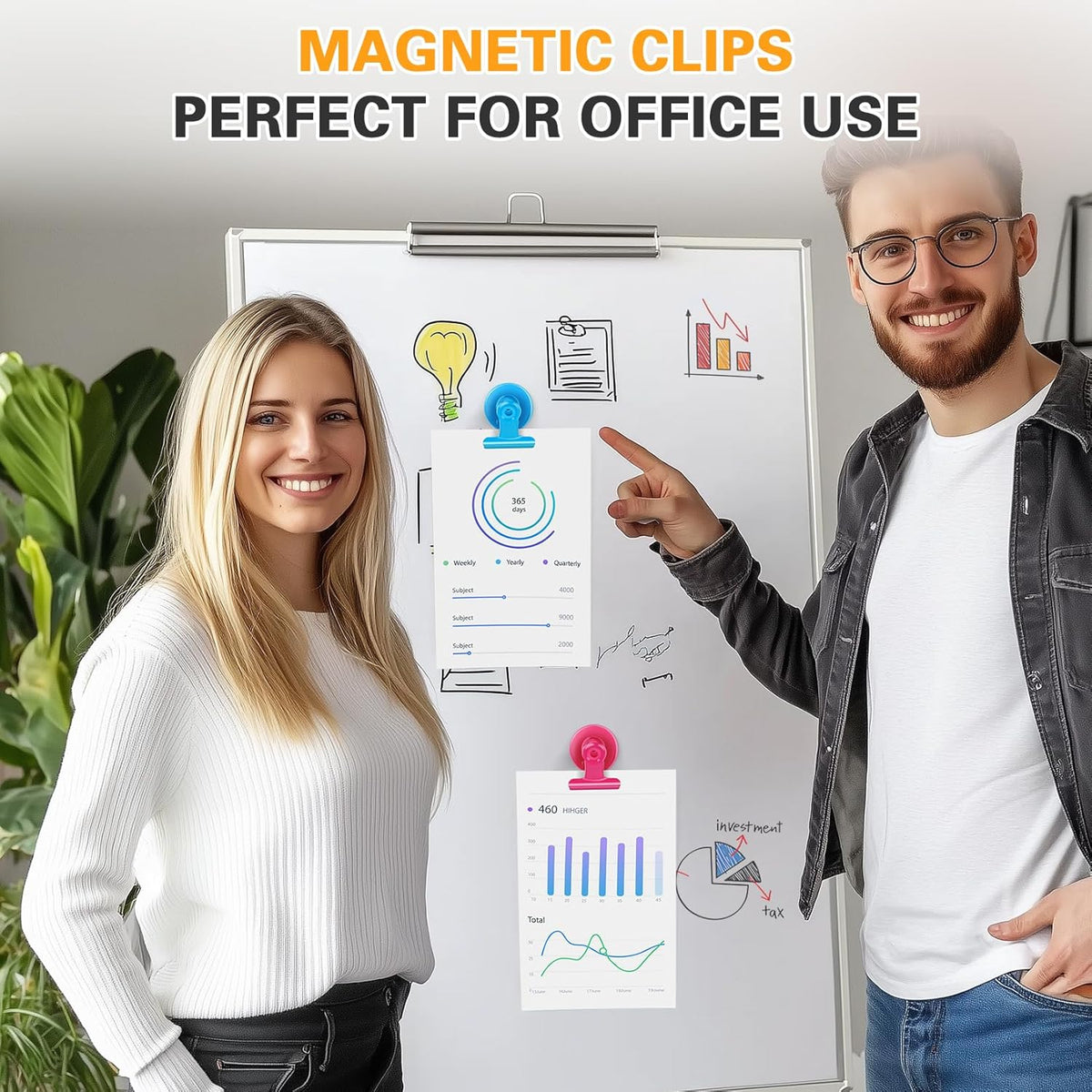 12 Pack Magnetic Clips, Fridge Magnets Refrigerator Magnets, Strong Magnetic Clips Heavy Duty, Whiteboard Magnet Clip for Office Home Classroom Organization Kitchen Accessories(Black)