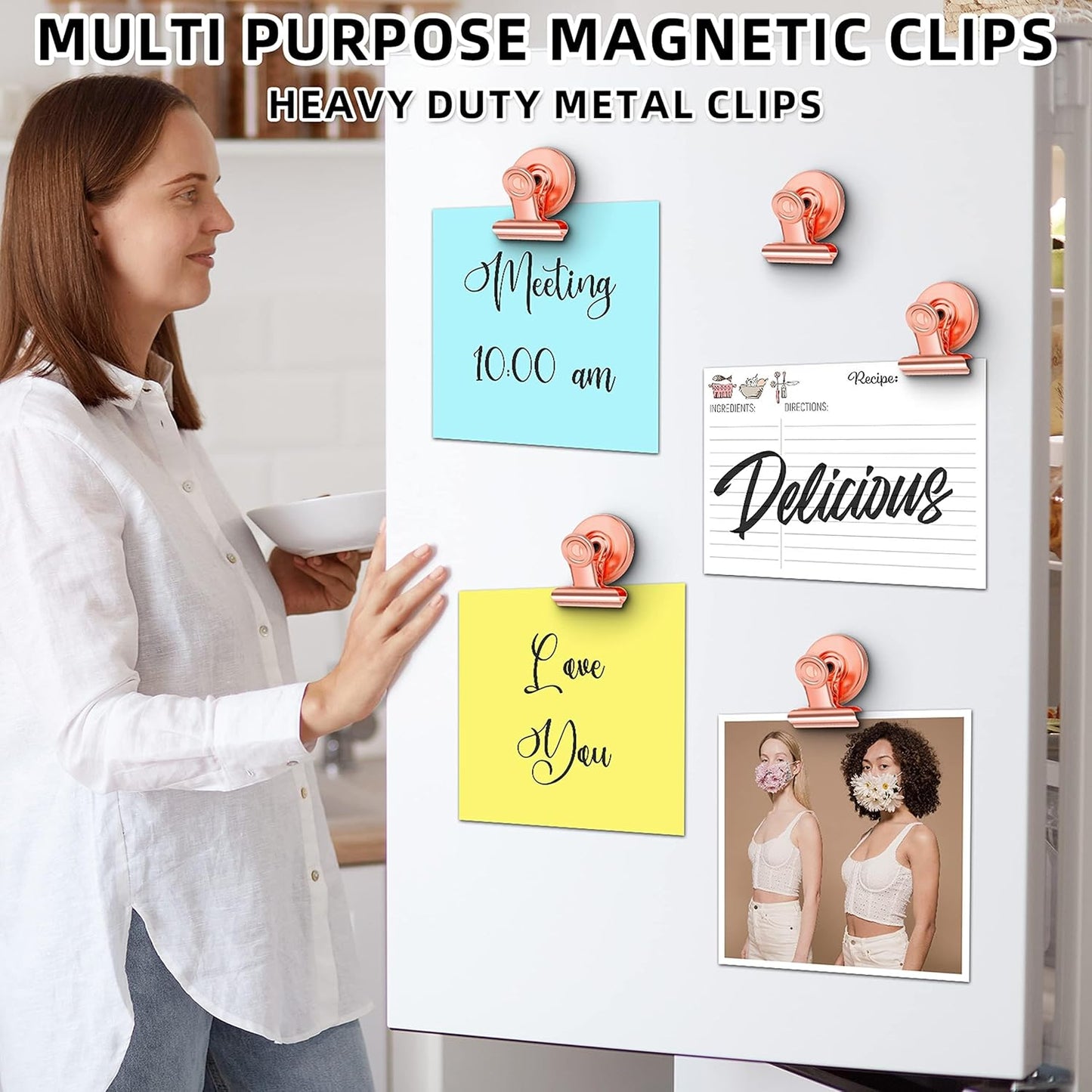 12 Pack Magnetic Clips, Fridge Magnets Refrigerator Magnets, Strong Magnetic Clips Heavy Duty, Whiteboard Magnet Clip for Office Home Classroom Organization Kitchen Accessories(Black)