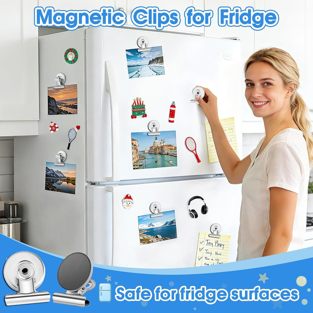 12 Pack Magnetic Clips, Fridge Magnets Refrigerator Magnets, Strong Magnetic Clips Heavy Duty, Whiteboard Magnet Clip for Office Home Classroom Organization Kitchen Accessories(Black)