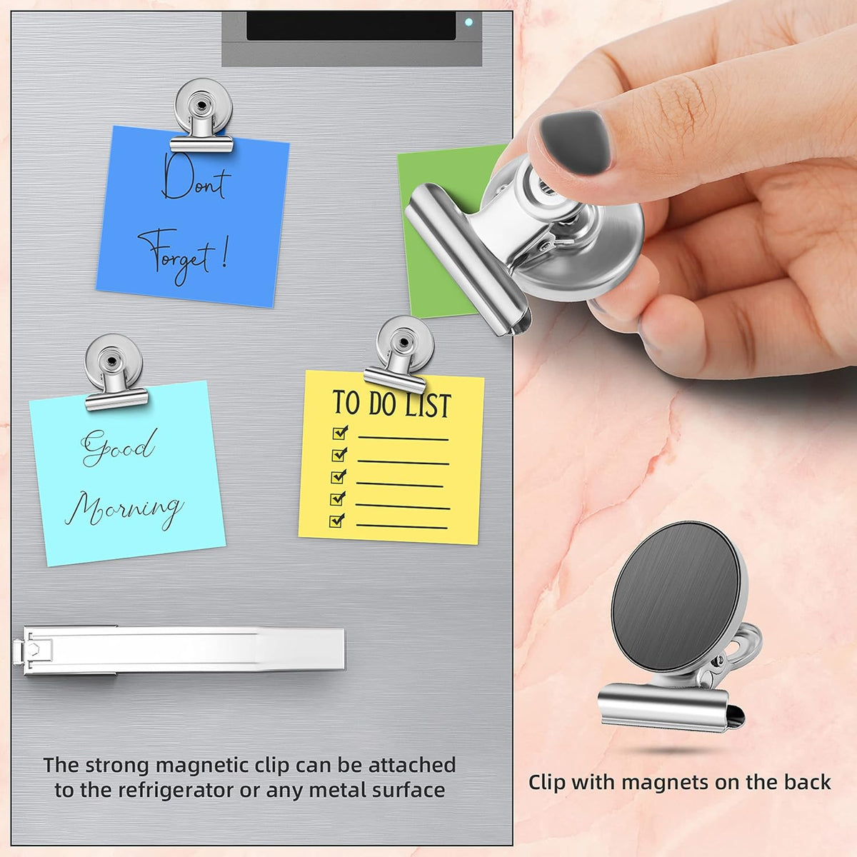 12 Pack Magnetic Clips, Fridge Magnets Refrigerator Magnets, Strong Magnetic Clips Heavy Duty, Whiteboard Magnet Clip for Office Home Classroom Organization Kitchen Accessories(Black)