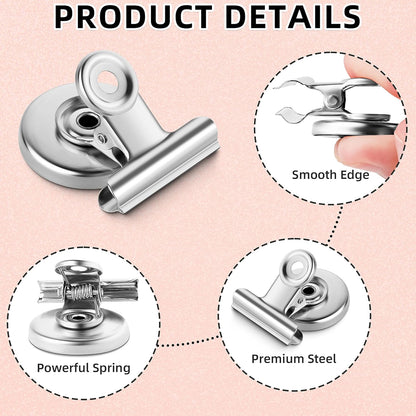 12 Pack Magnetic Clips, Fridge Magnets Refrigerator Magnets, Strong Magnetic Clips Heavy Duty, Whiteboard Magnet Clip for Office Home Classroom Organization Kitchen Accessories(Black)