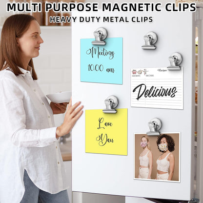 12 Pack Magnetic Clips, Fridge Magnets Refrigerator Magnets, Strong Magnetic Clips Heavy Duty, Whiteboard Magnet Clip for Office Home Classroom Organization Kitchen Accessories(Black)