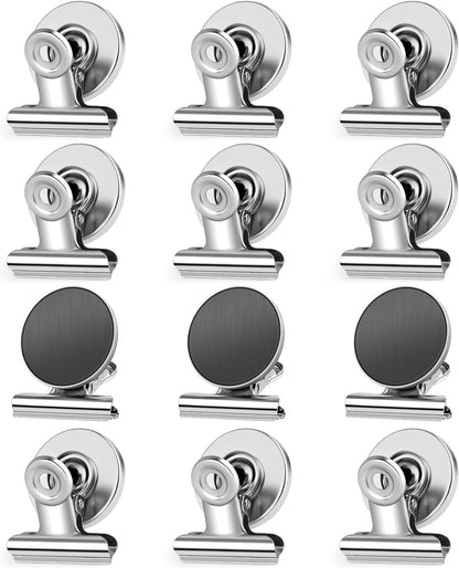12 Pack Magnetic Clips, Fridge Magnets Refrigerator Magnets, Strong Magnetic Clips Heavy Duty, Whiteboard Magnet Clip for Office Home Classroom Organization Kitchen Accessories(Black)