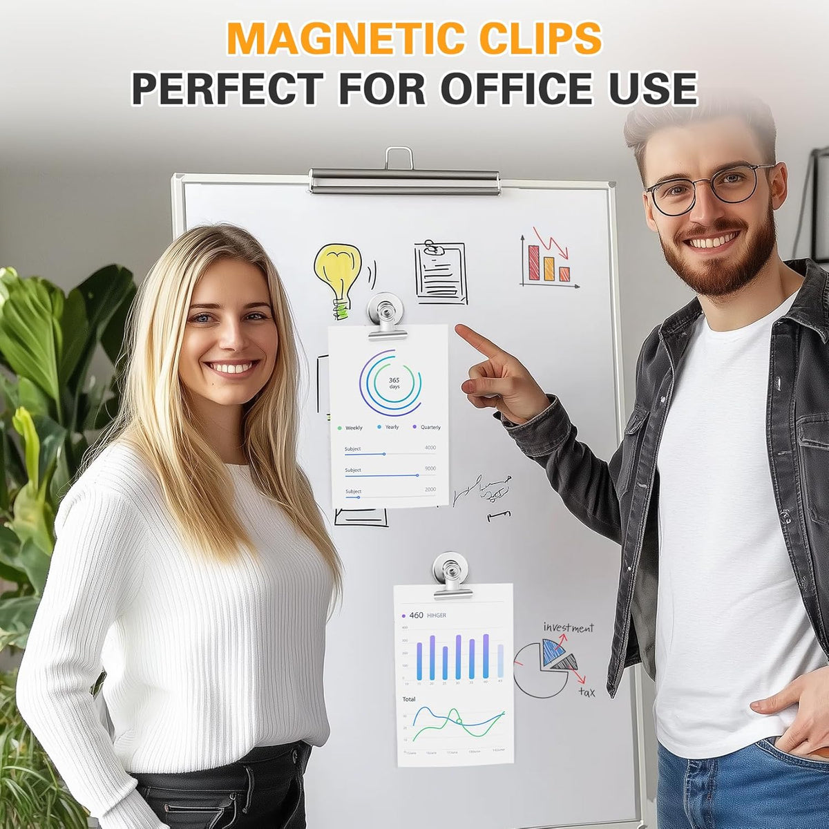 12 Pack Magnetic Clips, Fridge Magnets Refrigerator Magnets, Strong Magnetic Clips Heavy Duty, Whiteboard Magnet Clip for Office Home Classroom Organization Kitchen Accessories(Black)