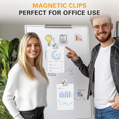 12 Pack Magnetic Clips, Fridge Magnets Refrigerator Magnets, Strong Magnetic Clips Heavy Duty, Whiteboard Magnet Clip for Office Home Classroom Organization Kitchen Accessories(Black)