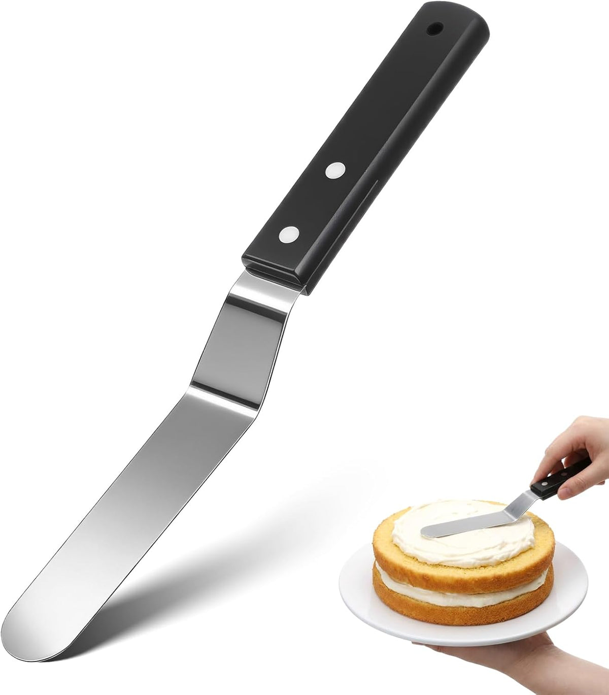 6" Icing Spatula, Professional Angled Offset Spatula Stainless Steel Cake Spatulas Frosting Spatulas with Durable Handle Cake Icing Tools for Cakes Decorating, Pastry, Baking