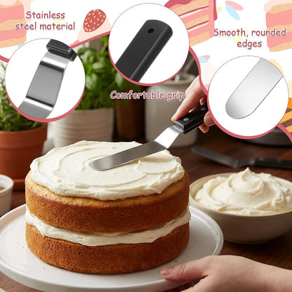 6" Icing Spatula, Professional Angled Offset Spatula Stainless Steel Cake Spatulas Frosting Spatulas with Durable Handle Cake Icing Tools for Cakes Decorating, Pastry, Baking