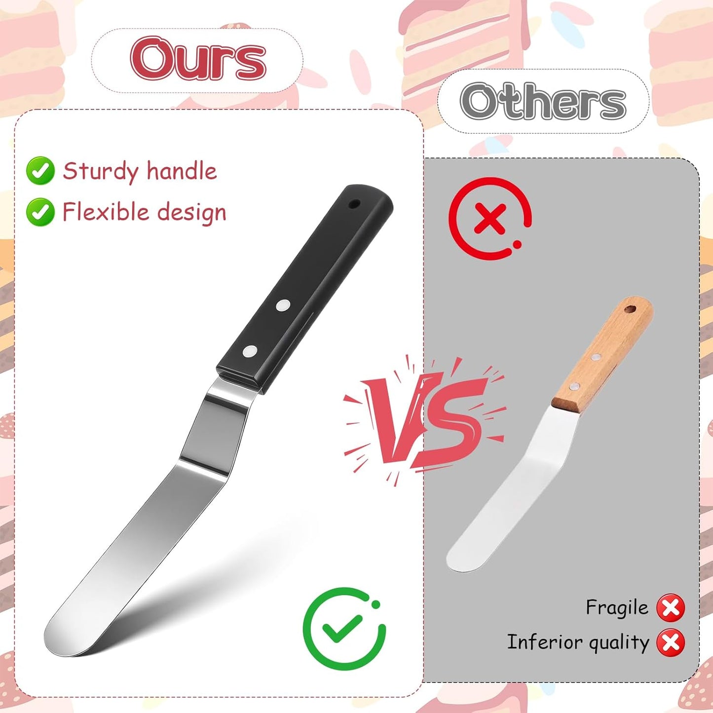 6" Icing Spatula, Professional Angled Offset Spatula Stainless Steel Cake Spatulas Frosting Spatulas with Durable Handle Cake Icing Tools for Cakes Decorating, Pastry, Baking