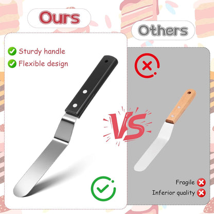 6" Icing Spatula, Professional Angled Offset Spatula Stainless Steel Cake Spatulas Frosting Spatulas with Durable Handle Cake Icing Tools for Cakes Decorating, Pastry, Baking