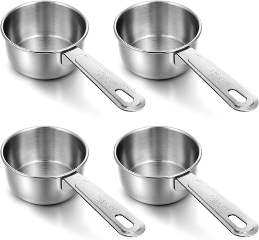 4 Pcs 1/3 Cup Measuring Cup, 1/3Cup Scoop Stainless Steel Coffee Food Scoop for Liquid, Kitchen Wet and Dry Ingredients, Baking