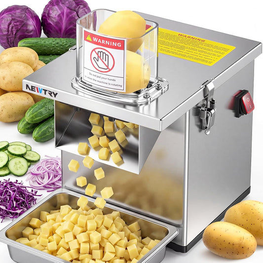 4 in 1 Commercial Vegetable Processor Electric Veggie Fruit Slicer Dicer Shredder & Strip Crinkle Cutter All Stainless Steel 110volt 200W