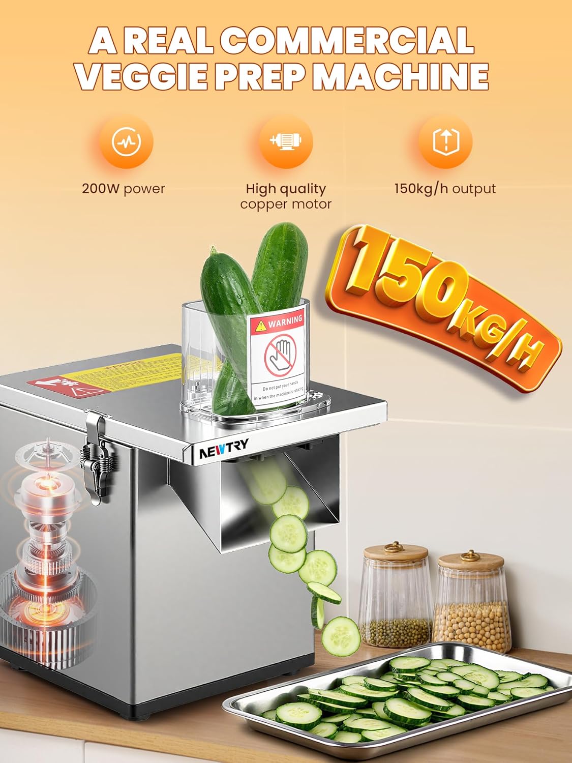 4 in 1 Commercial Vegetable Processor Electric Veggie Fruit Slicer Dicer Shredder & Strip Crinkle Cutter All Stainless Steel 110volt 200W