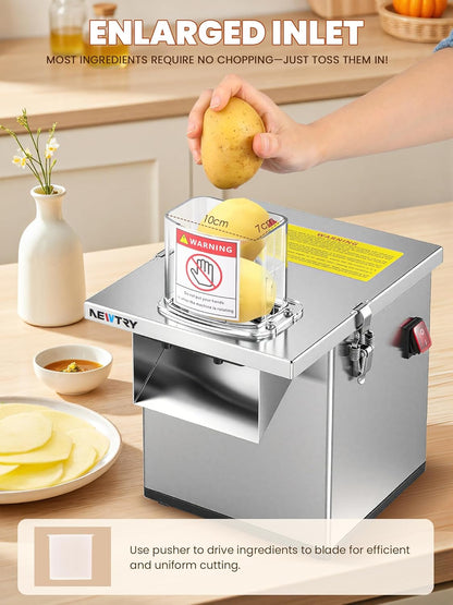 4 in 1 Commercial Vegetable Processor Electric Veggie Fruit Slicer Dicer Shredder & Strip Crinkle Cutter All Stainless Steel 110volt 200W