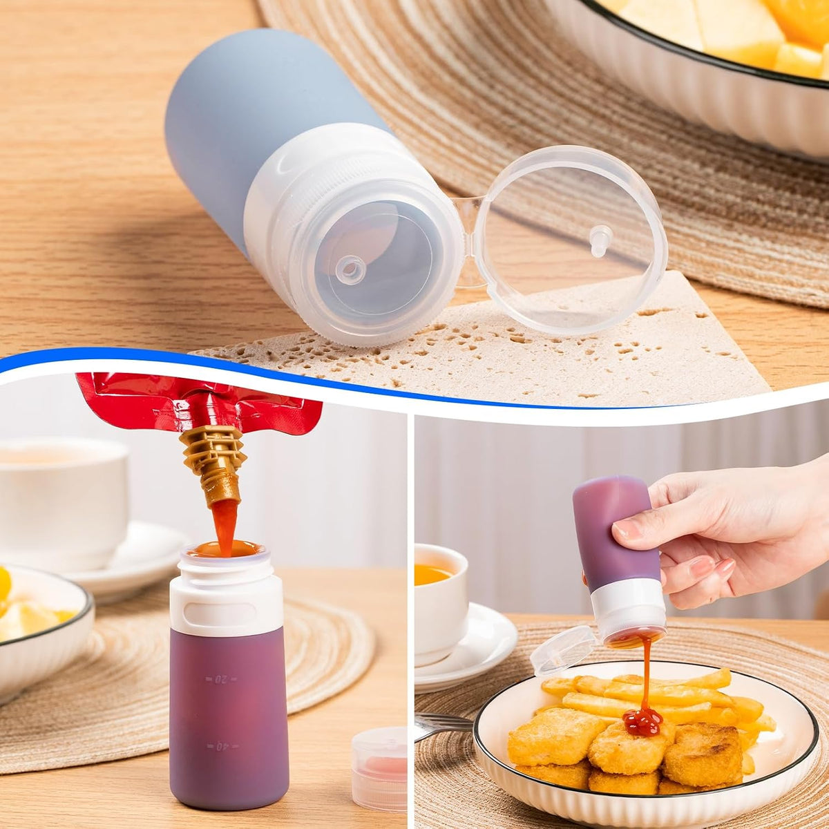8-Pack Salad Dressing Container, Leakproof Squeeze Bottles