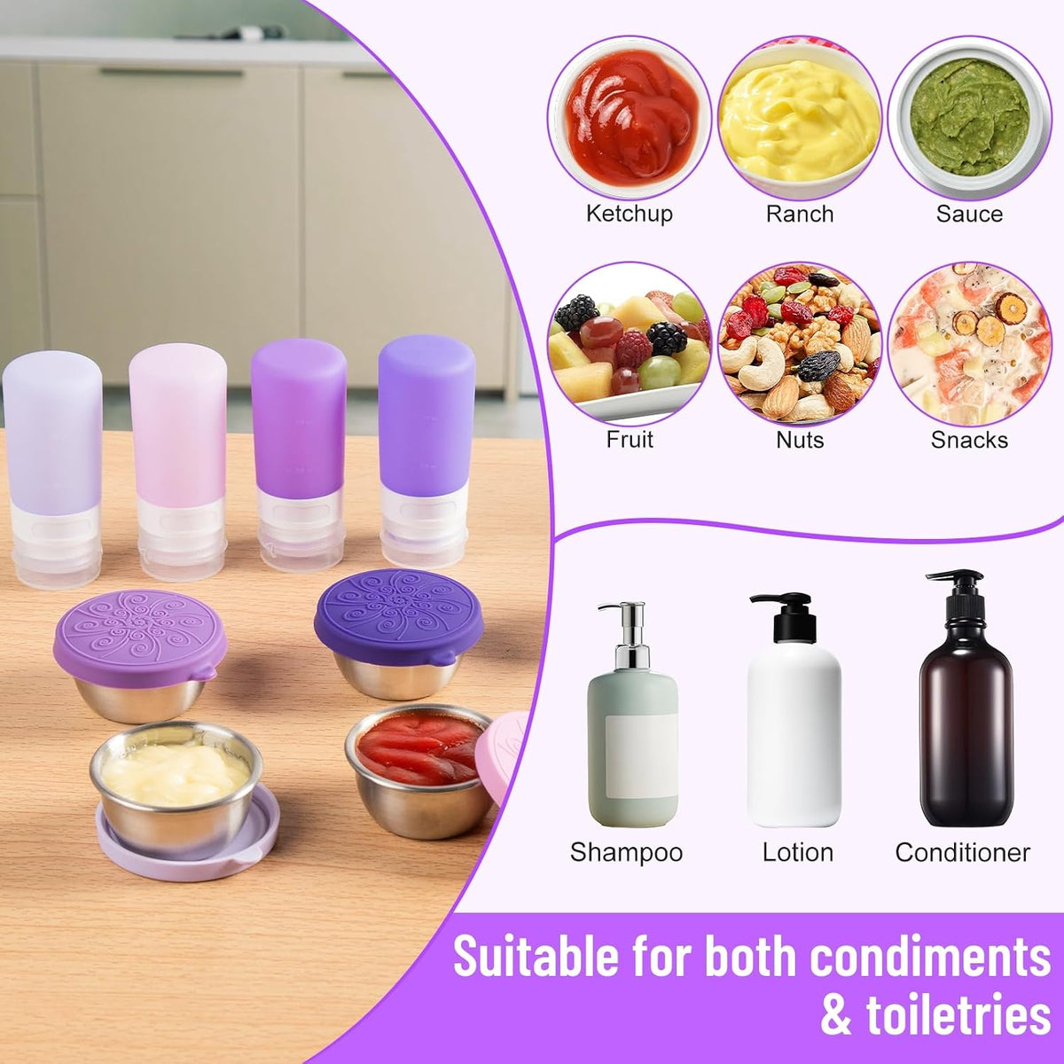8-Pack Salad Dressing Container, Leakproof Squeeze Bottles