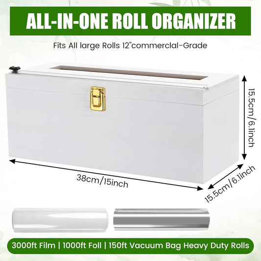 12 Inch Commercial Plastic Wrap Dispenser with Cutter & Roller