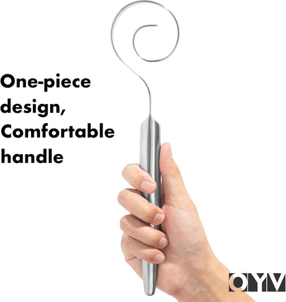Seamless Dough Whisk, 18/10 Stainless Steel, 9-Inch Danish Dough Whisk