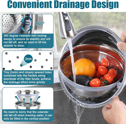 Mixing Bowls with Colander Set, Stainless Steel Strainer and Nesting Salad Bowls, with Lids & 3 Graters, Non-Slip Bottom & Visible Lid, Rotatable & Dishwasher Safe, 4.6/3/1.5 QT, Khaki