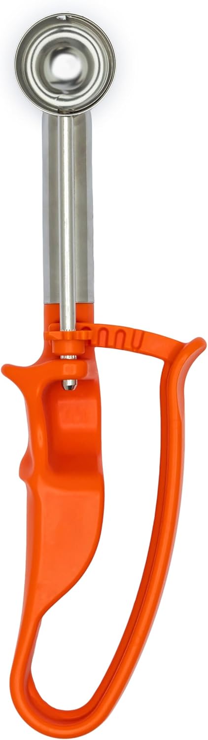 【Extended】Size 100 ORANGE (0.32 oz.) VODOMAX Commercial Food Disher, 13 Sizes, #100 Scoop, Stainless 18-10, Cookie Scoop, Best Seller Disher, Portion Control, Melon Scoop, Ice Cream Scoop