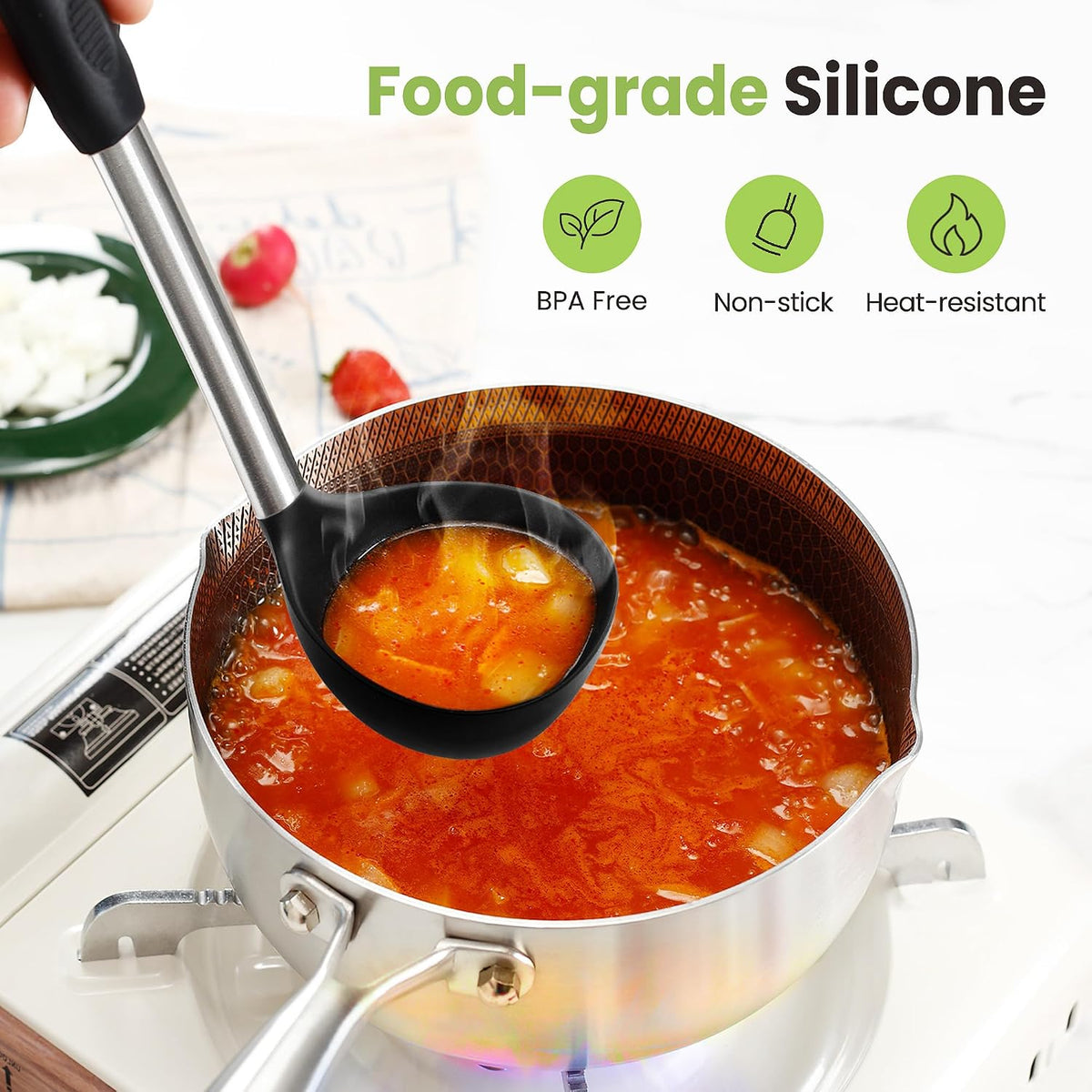 35 Pcs BPA Free Silicone Kitchen Utensils Set Stainless Steel Handles