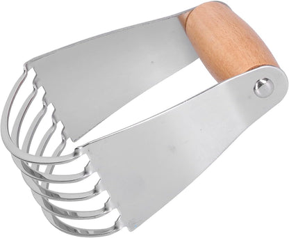 Dough Blender Pastry Cutter with Stainless Steel Blades & Beech Wood Handle - Heavy Duty Kitchen Baking Tool for Pizza, Pastries, Cakes, Pie Crust