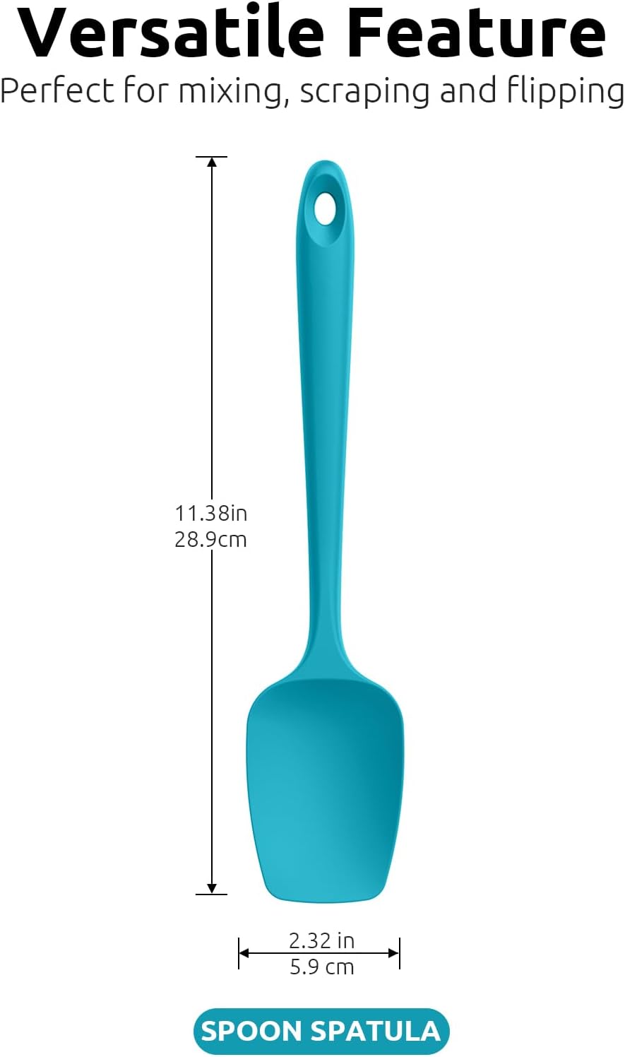Silicone Spoon Spatula Set of 3, 600°F Heat Resistant, Multicolor