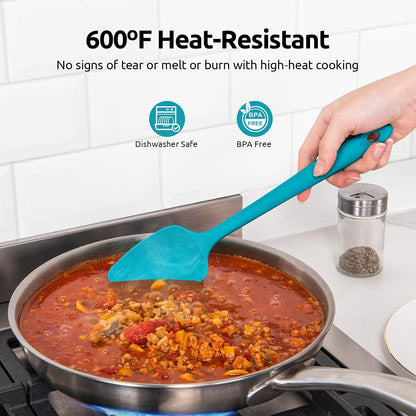 Silicone Spoon Spatula Set of 3, 600°F Heat Resistant, Multicolor