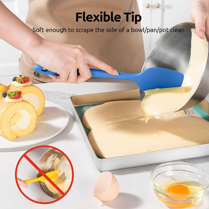 Silicone Spoon Spatula Set of 3, 600°F Heat Resistant, Multicolor