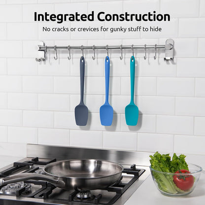 Silicone Spoon Spatula Set of 3, 600°F Heat Resistant, Multicolor